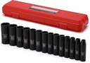 MIXPOWER 14 Pieces 1/2-Inch Drive Deep Impact Socket Set,10mm-27mm, Cr-Mo Steel, Metric, Impact Grade, Heavy Duty Storage Case