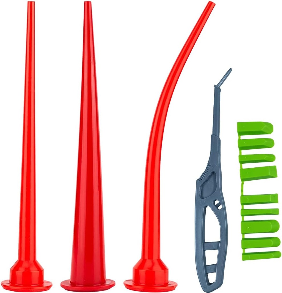 Caulking nozzle for sausage caulking guns, Reusable Caulk Nozzle Applicator,with Scraping tool, Replacement Extension Tool Supplies Applied in the Construction