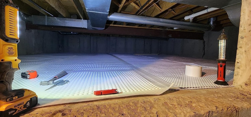 Whitecap Dimple Drainage Matting, 2' x 50' - Improves Water Movement and Drainage - Waterproof Moisture Barrier Foundation Wrap and Floor Underlayment - Sub Floor Waterproof Membrane