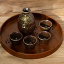 5-Piece Japanese Sake Set include 1PC Sake bottle and 4PCS Sake Cups Ceramic Sake Set Box,Brass