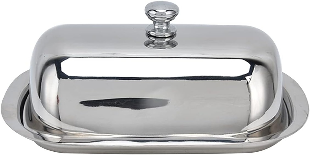 Stainless Steel Butter Dish, High‑Gloss Dessert Bread Cheese Cake Box,Butter Box with Lid, Butter Container for Refrigerator, Convenient Food Storage Box with Lid for Home