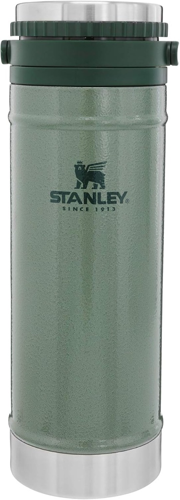 Stanley Travel Mug with Integrated French Press 16 oz | 5 Minute Brew, 4 Hours Hot,Leakproof Lid | Mesh Filter for Coffee Grounds | Insulated Stainless Steel Coffee Maker | BPA-Free | Hammertone Green
