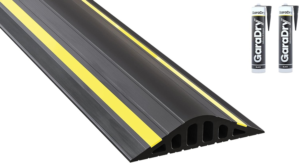 1 ½" High Garage Door Flood Barrier Threshold Kit (8'3") | Flexible PVC | Complete Kit Includes 2 Adhesives | GaraDry