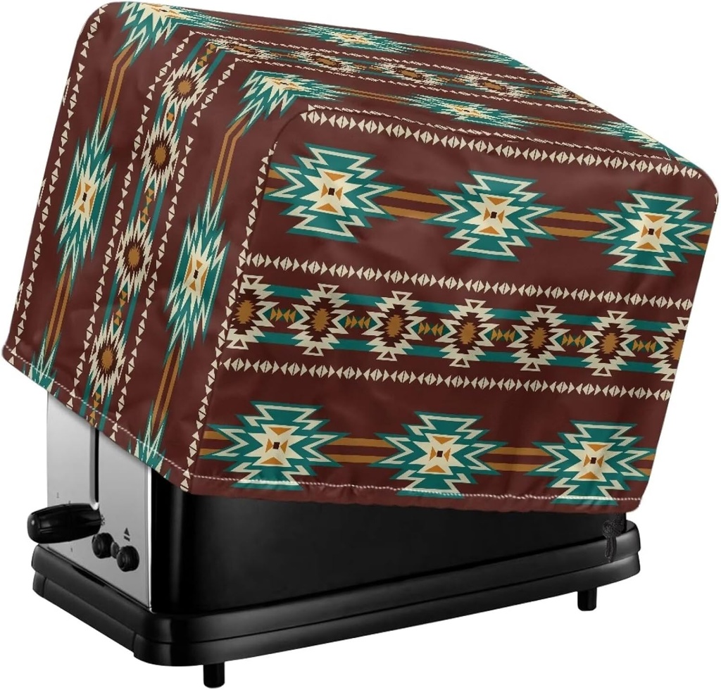 Babrukda 2 Slice Toaster Cover Southwestern African Tribal Aztec Toaster Dust Cover with Drawstring Closure Trendy Bread Maker Protector for Small Kitchen Appliances Machine Washable