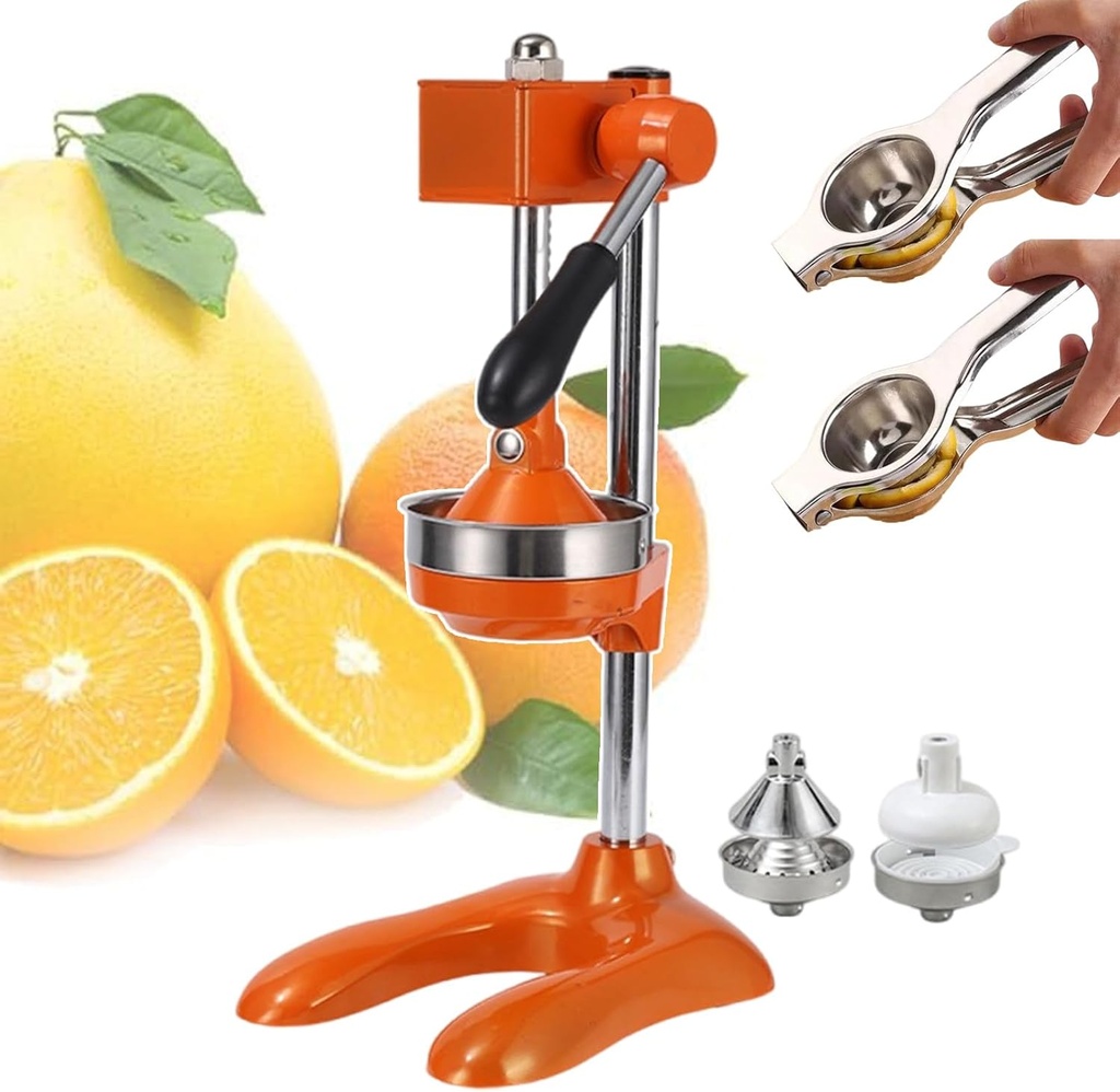 Manual Citrus Press Juicer Machine | Food Processors Stainless Steel Manual Lemon Press Fruit Juicer with Auxiliary Handle | Can Be Used For Dragon Fruit, Orange, Watermelon,orange