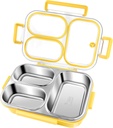 Zkptops Stainless Steel Lunch Box for Adults 25 oz 3 Compartment Metal Bento Box with Silicone Lid Leakproof Dishwasher Safe Lunch Container Portion Control Food Containers for Office Outdoor