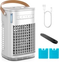 Mini Portable Air Conditioners w/Remote, USB Charging Powered, 1200ML Water Tank, 2 Ice Boxes & 2 Sprays, 7H Smart Timer, Evaporative Air Cooler With 3Speeds, Desktop Fan For HomeOutdoors