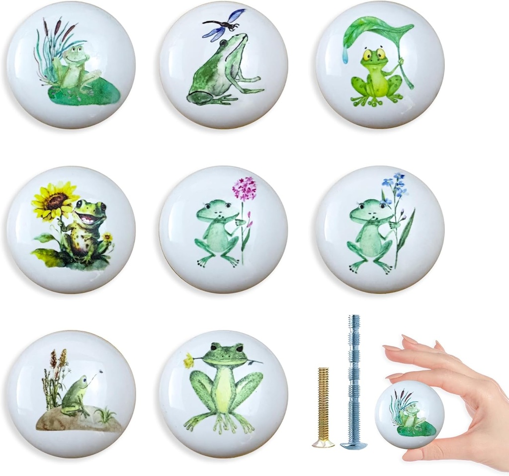 Sunflower Flower Ceramic Dresser Drawer Knob 8Pack1.5 Frog Unique Farmhouse Kitchen Cabinet Knobs and Pulls