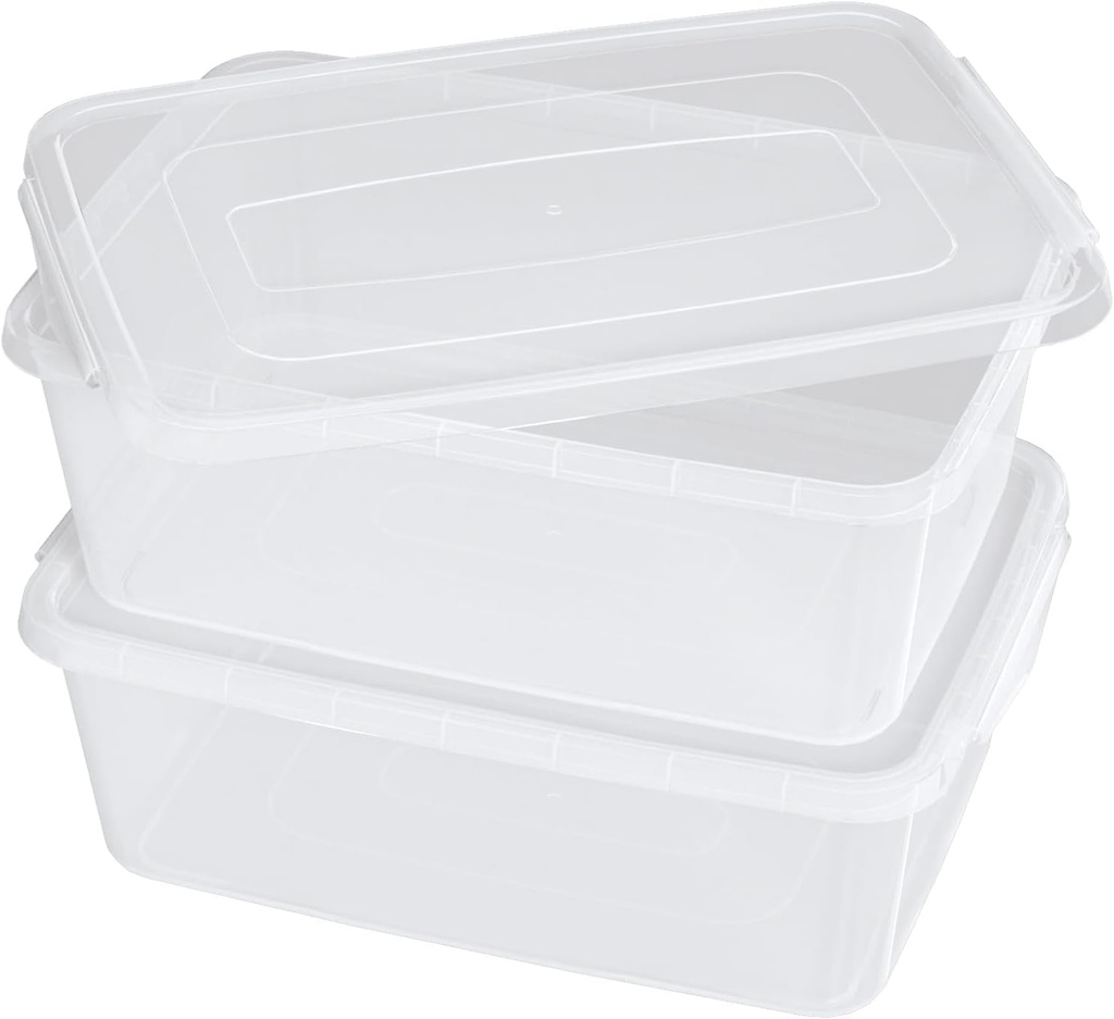 Teyyvn 16 QT Storage Container with Lid, Clear Food Pizza Storage Container, 2-Pack