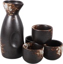 Veemoon Japanese Sake Kit 1 Pot 4 Cups Traditional Sake Set for Home Bar or Restaurant