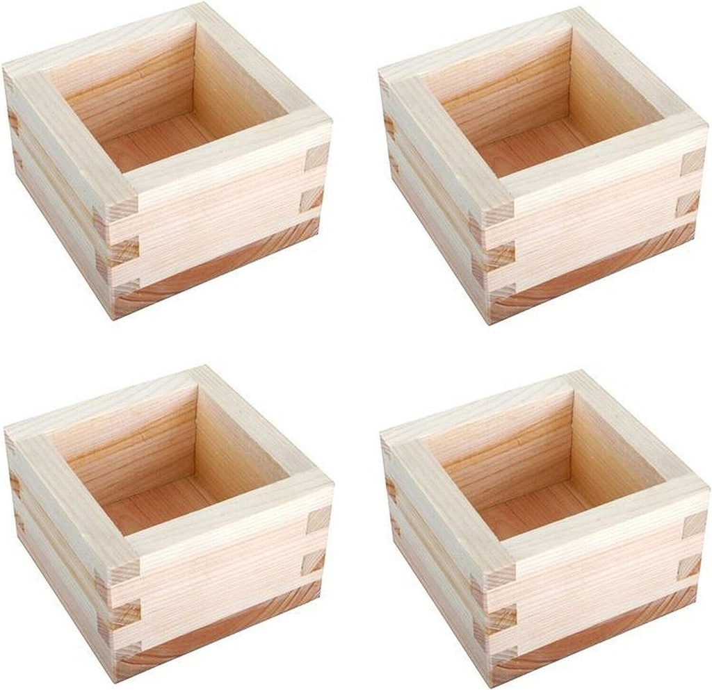 for 4 Pack Japanese 4 Ounce Masu Wooden Sake Cup Hinoki Wood S-2757x4