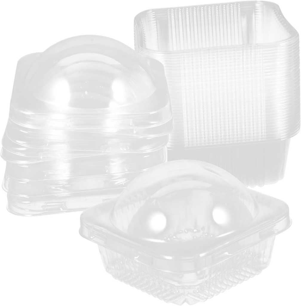 Garneck 50pcs Round Moon Cake Boxes Food-grade Safe Packing Containers for Cupcakes Cookies Muffins Slices Individual Wrapping Boxes
