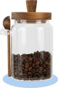 EIKS Glass Jars with Wooden Lids and Scoop, Airtight Food Storage Containers for Sugar Coffee Bean Candy Spice Bath Salt (26oz)
