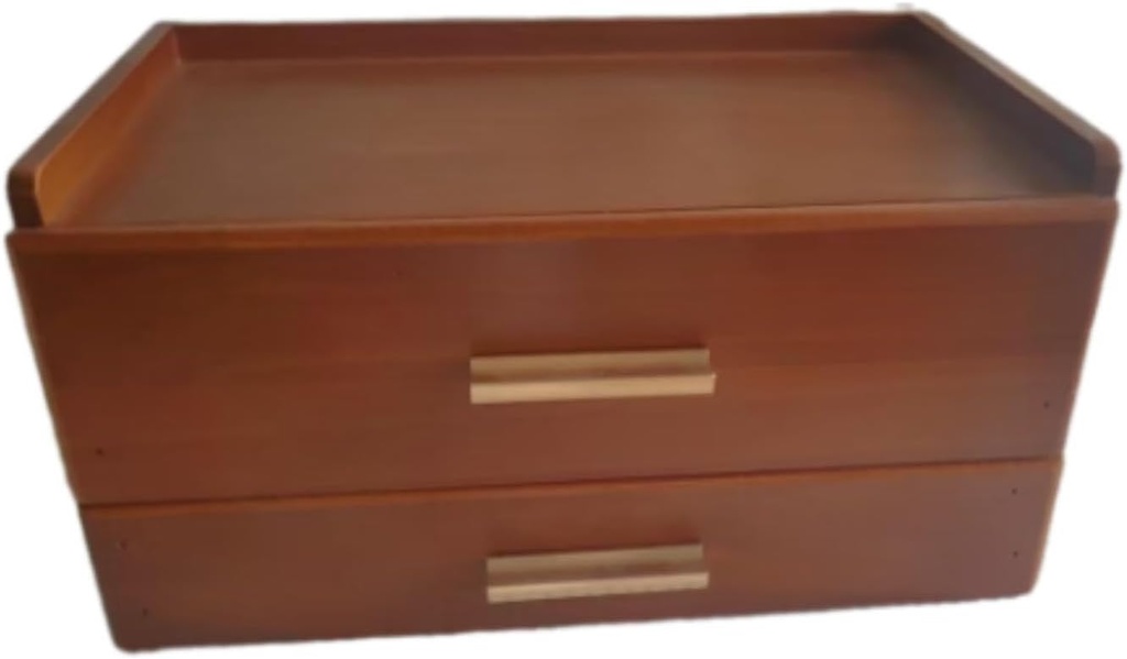 Yajuyi Coffee Pod Organizer Capsule Holder Double Layer Desktop Wooden Storage Box for Office , Brown