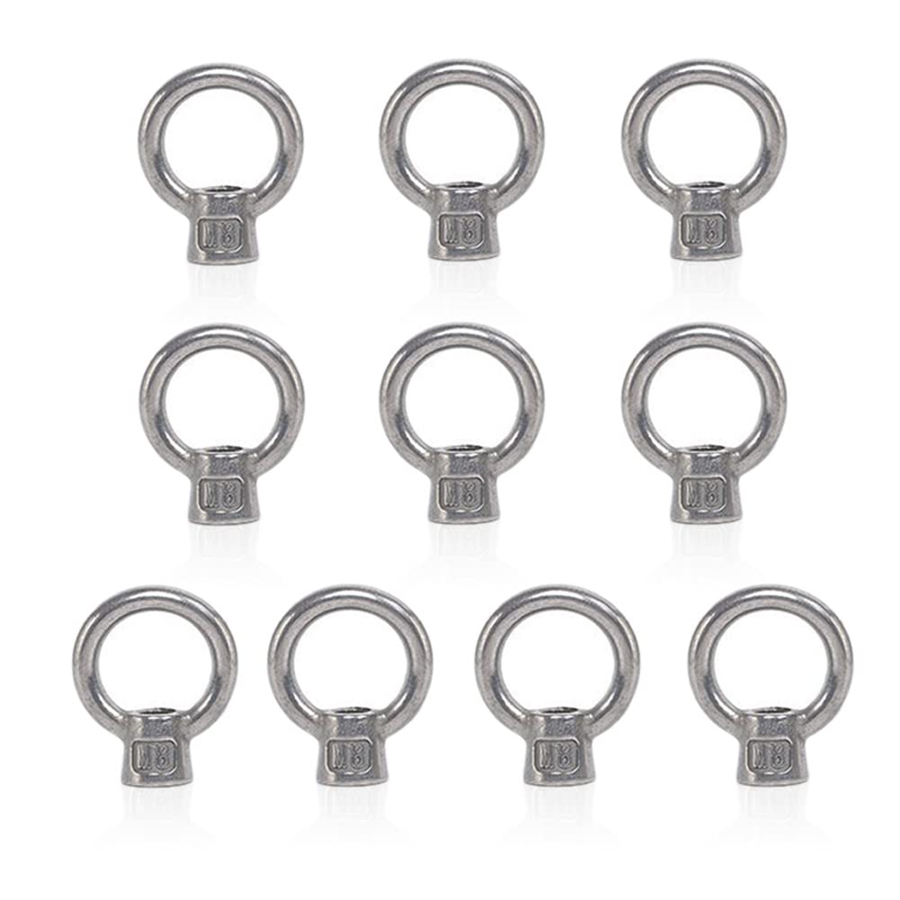 Lependor M8 Metric Ring Shape Lifting Eye Nut 304 Stainless Steel Lifting Eye Threaded Nut Fastener - 10 Pcs M8 (5/16"