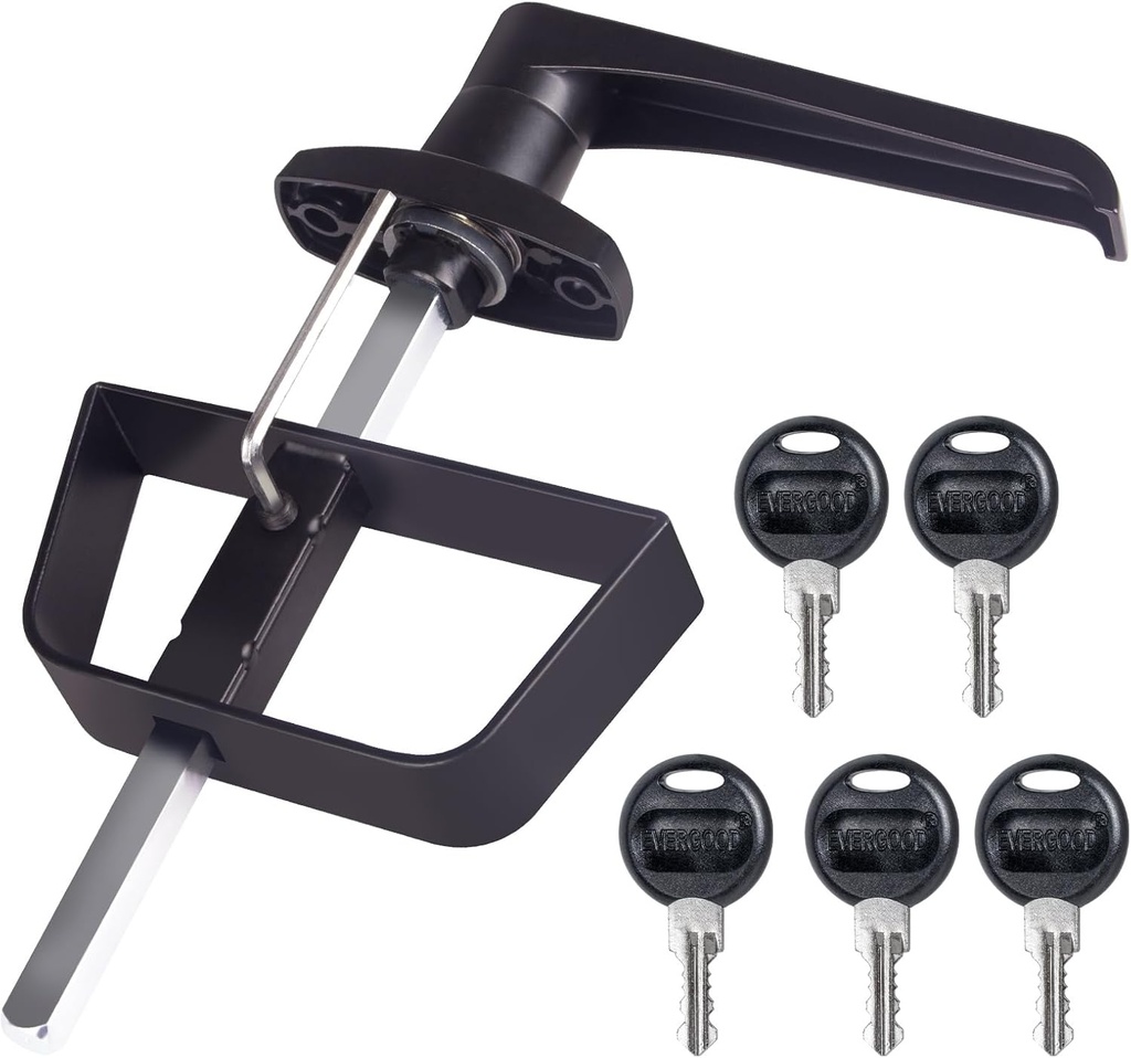 5-Key L-Handle Shed Lock Kit - Durable Anti-Corrosion Metal Hardware with 7-1/2" Stem | for Playhouses, Chicken Coops, Campers & More (Black)