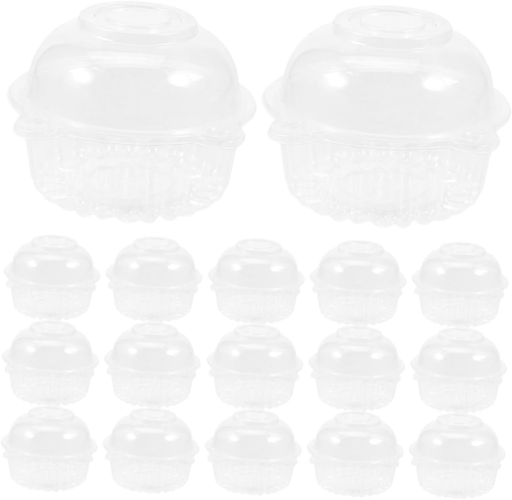 BESPORTBLE 150pcs Clear Plastic Cake Box with Lid Transparent Mini Cupcake and Dessert Container for Bakery Display Secure Clasp Closure Cute Design for Parties and Special Occasions