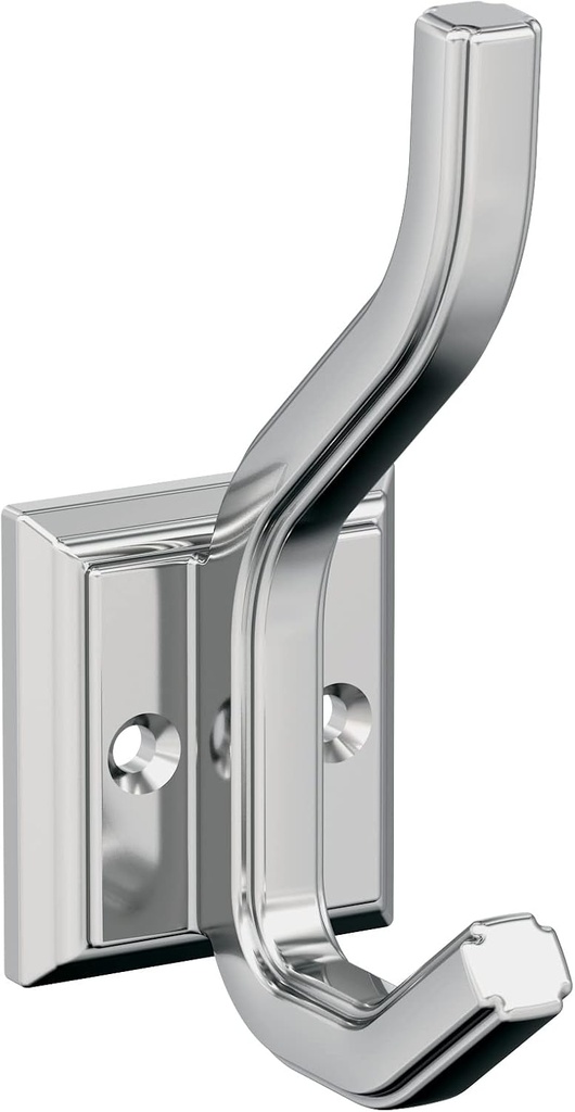 Amerock H3700526 | Aliso Double Prong Decorative Wall Hook | Polished Chrome Hook for Coats, Hats, Backpacks, Bags | Hooks for Bathroom, Bedroom, Closet, Entryway, Laundry Room, Office