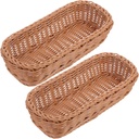Zerodeko 2pcs Rustic Woven Knife Fork Chopsticks Storage Box Kitchen Organizer Fruit Basket Pantry Storage