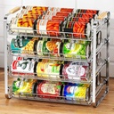MAXIFFE 4 Tier Can Organizer for Pantry, 16.9" W×11.5" D×16.7" H, Space-Saving Adjustable Metal Hold 40 Standard 12-oz Cans Storage Rack Holder for Countertop Kitchen Soda Drinks Fruits, Chrome