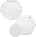 2pcs Hexagon Candy Storage Jar Lids Airtight Cookie Containers Plastic for Dried Foods Snacks