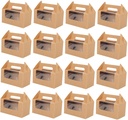 16Pcs Paper Muffin Cake Box with Window Portable Dessert Boxes for Egg Tarts Cupcakes Mousse and Pastries for Bakery Packaging and Display