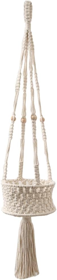 Macrame Hanging Basket Cotton Rope Hanging Planter Holder Decorative Fruit Vegetable Storage Basket for Kitchen Home 1PCS