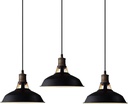 CLAXY Industrial Pendant Light Black Hanging Pendant Light Fixture Barn Shade for Kitchen Bar Restaurant Cafe, 3 Pack