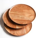 Lightnpro Acacia Round Wooden Charger Plates - Appetizer Plates, Centerpiece Tableware, Service Plates for Salad, Sandwiches, Burgers, Dinner, Lunch, Weddings, Catering - Set of 4, 10 Inch, Natural