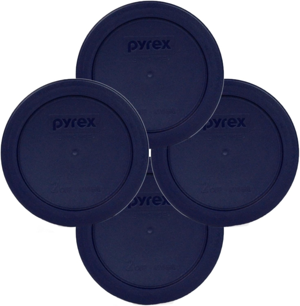 Pyrex 7200-PC 2-Cup Blue Food Storage Replacement Lid (4-Pack) - Made in USA