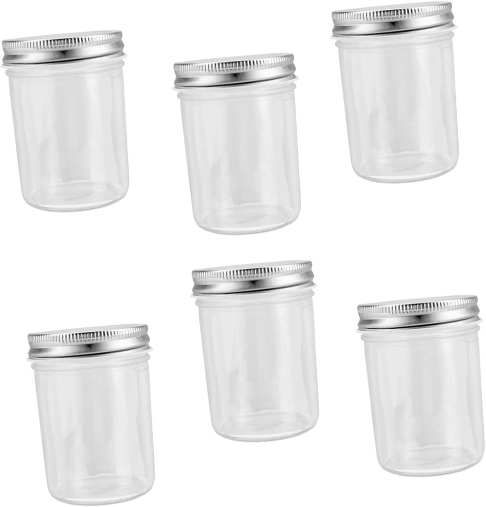 6pcs Sealed Glass Storage Jars Honey Containers for Kitchen Jam Caviar and Dry Food and Transparent Design for Easy Food Identification