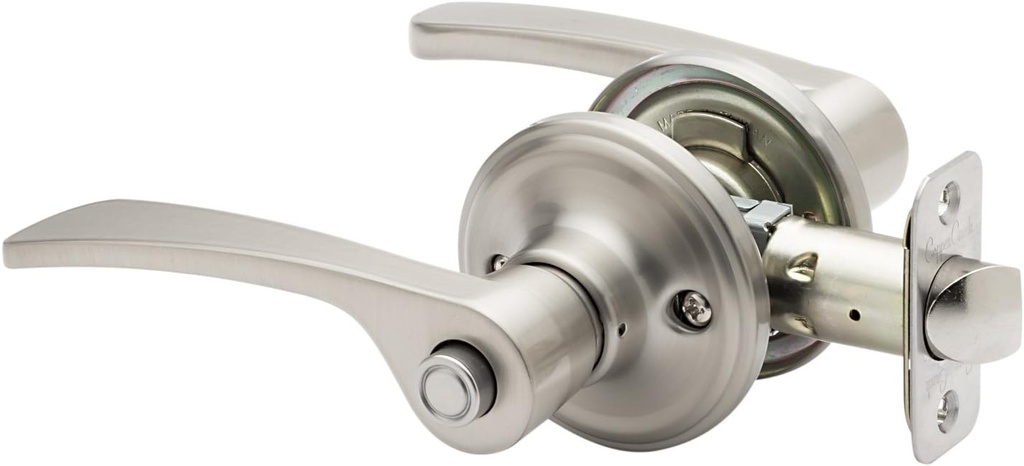 Copper Creek KL2231SS Scandinavian Push Button Privacy Kash Non-Handed Lever, Satin Stainless