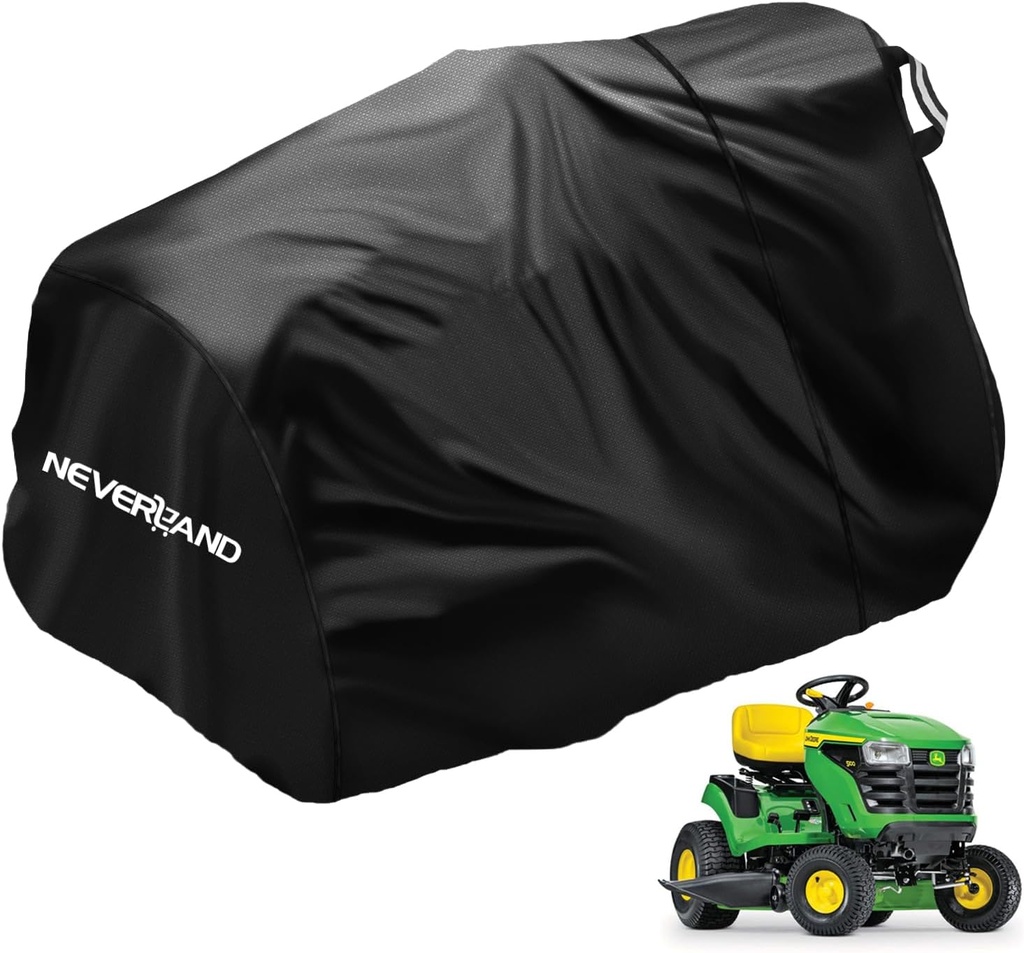 NEVERLAND Riding Lawn Mower Cover - Lawn Tractor Cover with Drawstring & Storage Bag, Fits Decks up to 54", 420D Polyester Oxford, Reflective Handles