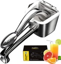 Lemon Squeezer Stainless Steel, Manual Juicer Citrus Lime Orange Fruit Squeezer Heavy Duty Ergonomic Handle Labor-saving Large Capacity Juice Press Hand Handheld Juicer (5 Year Warranty)