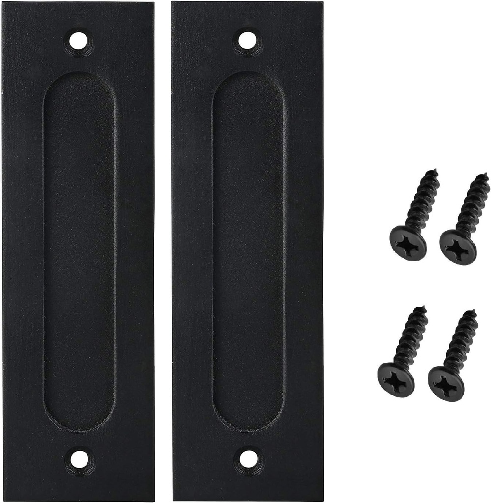 2pcs 7 inch Running Black Sliding Barn Door Finger Pull Set | Heavy Duty Modern Simple Invisible Handle| with Flat Bottom Easy to Install barn Door Flush Handle Flush Door Pull