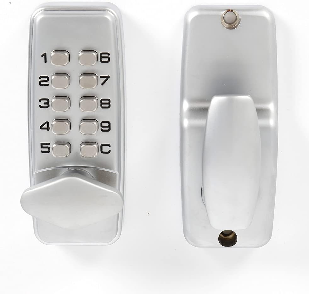 BILPIK Goo Waterproof Keyless Entry Keypad Deadbolt Door Lock, Silver, Combination Lock