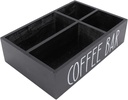 Wooden Coffee Station Organizer, Platane Wood Tea Bags Coffee Pods Holder with Divider, Kitchen Accessories Storage Box for Countertop (Black)