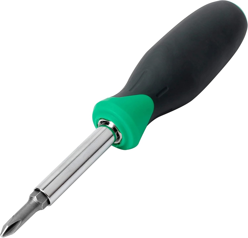Amazon Basics 6-in-1 Multi-Bit Screwdriver/Nut Driver, Multicolor(Silver, Northern Glow Green, Grey)
