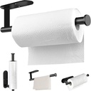 MGahyi Paper Towel Holder Wall Mount, Self Adhesive Or Drilling Under Cabinet Kitchen, 13.2 inch Stainless Steel Paper Towel Roll Rack, Towel Roll Hanger for Bathroom(Rectangle-Black)
