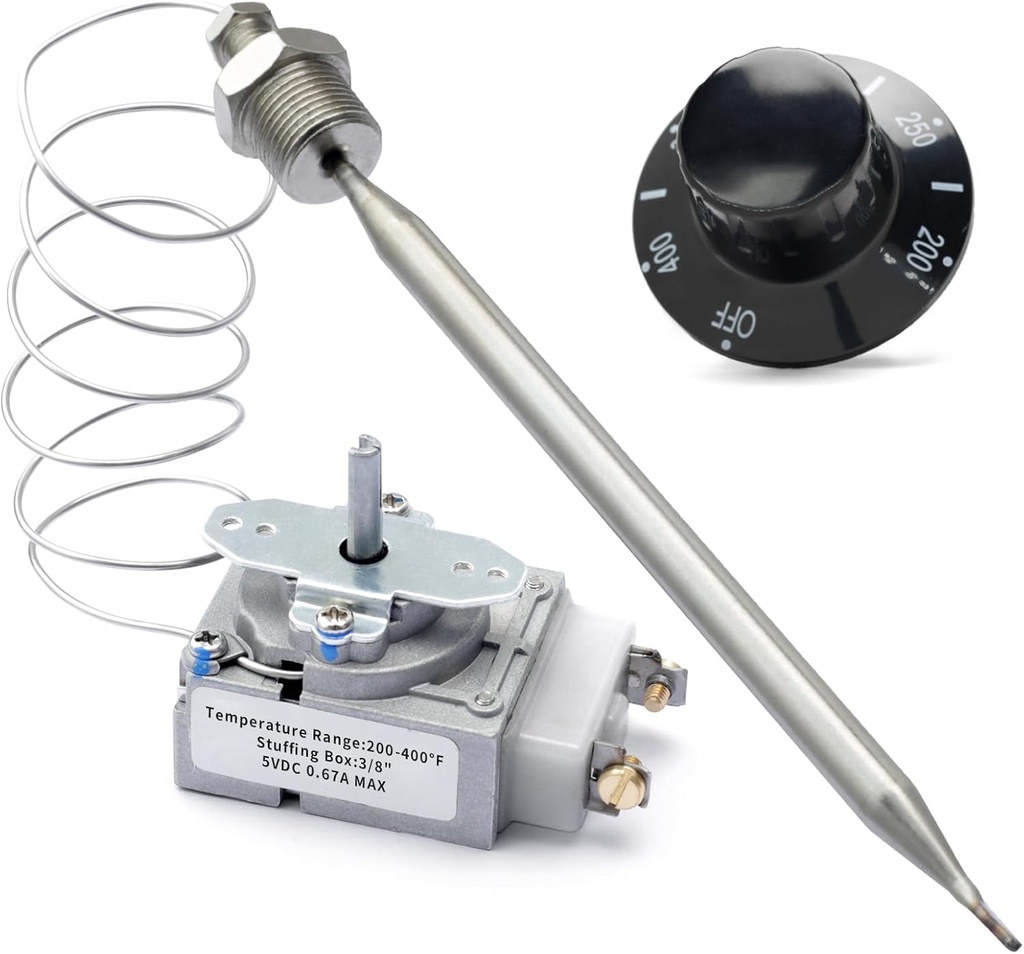 RX-2-24 Thermostat for Deep Fryer with 3/8" Mpt Stuff Box Replacement for Atosa 301030004 RX-10-24 RX-2-30 RX Millivolt Thermostat 00-913153 Replacement for Adcraft deep Fryer 200-400F with 3/8"