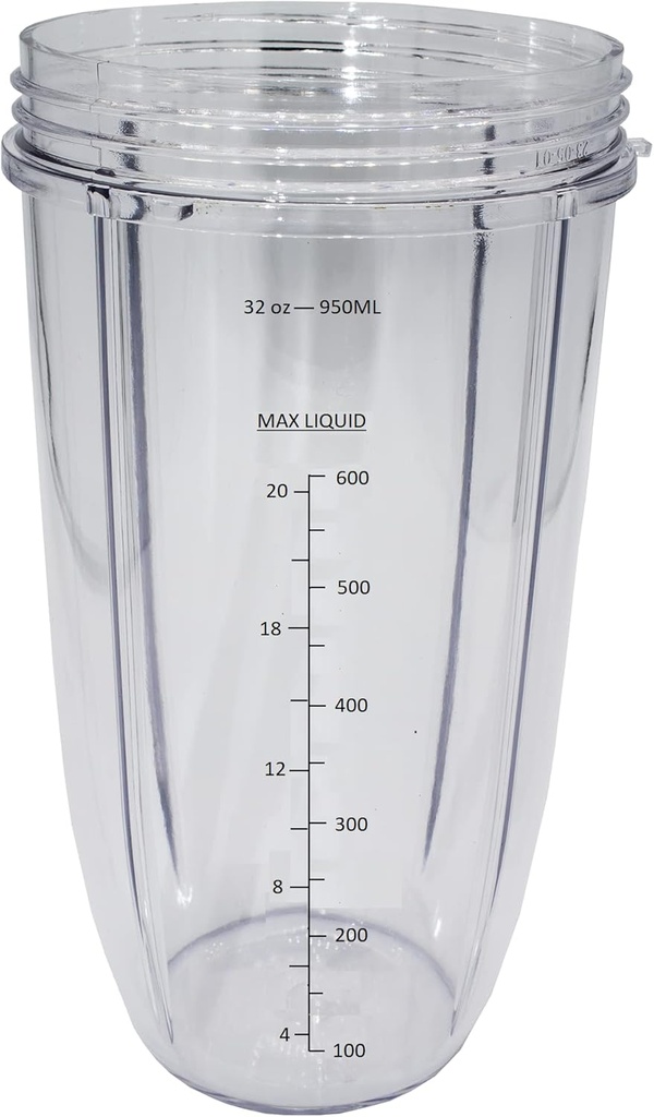 Blendin Replacement 32 Ounce Extra Large Colossal Cup Jar,Compatible with Nutribullet 600W, 900W, NB-101B, NB-101S, NB-201, NBR-0601, NBR-1201, NB9-1301, 900 Pro Series Blenders Juicers