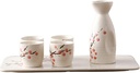 Sake Set Japanese Sake Pot Set Traditional Sake Cup Hand Painted Design Porcelain Pottery Ceramic Crafts Wine Glasses Cups 6 Piece,H,practical