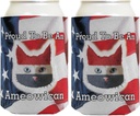 Funny Can Cooler Proud to Be An Ameowican Multi Pack Can Coolie Drink Coolers Coolies