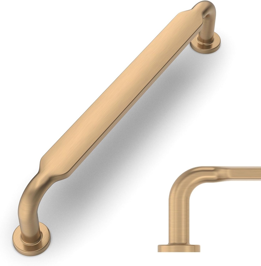 Amerdeco 10 Pack Champagne Bronze Cabinet Pulls 5 Inch(128mm) Hole Centers Kitchen Cabinet Handles Solid Zinc Alloy Cabinet Hardware Drawer Pulls ZH0051