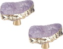 2 Pcs Crystal Knobs for Dresser Drawer Cabinet Handles Pulls Stone Knobs for Furniture (Purple)