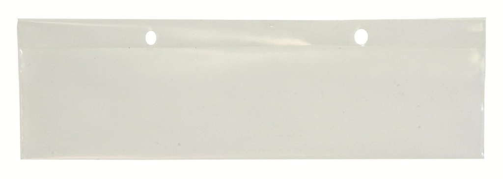 Quantum LBL2X8 Identification Label Holder for Dividable Container Commercial Wire Shelving Hanging Basket | Fits DG91025, DG91035, DG92035 and DG93030 | 8"W x 2"H, Clear, Polyethylene (Pack of 6)