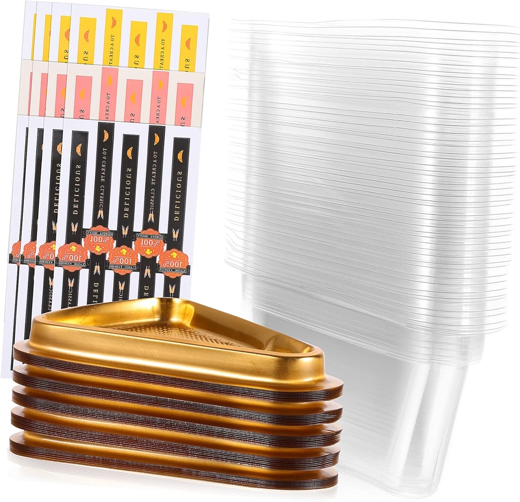 STOBAZA 50pcs Triangular Cake Boxes Stickers for Bakery Desserts for Takeout Weddings Birthdays and Celebrations for Cake Slices and Mousse