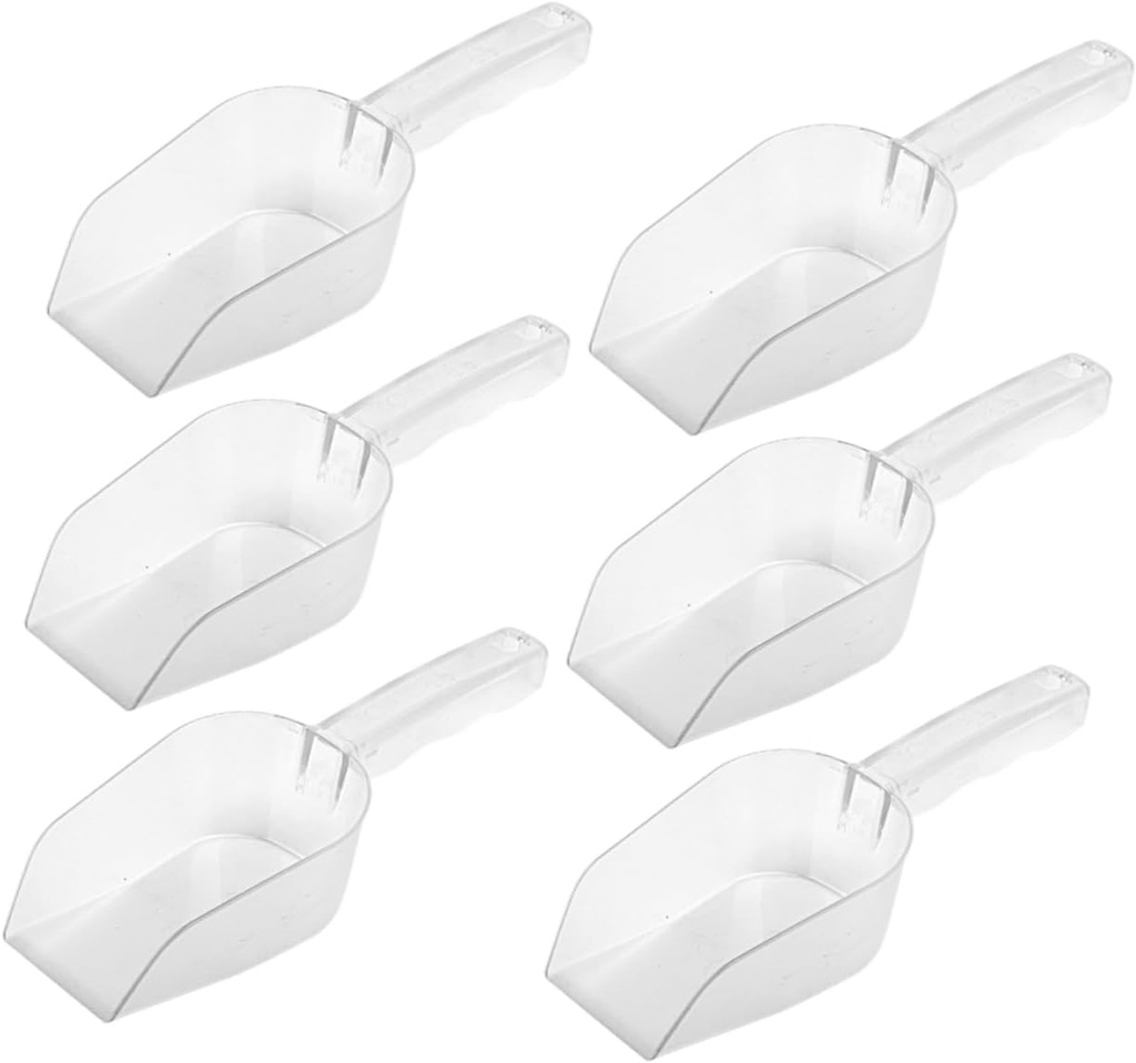 6pcs Multi-use Plastic Ice Cube Scoop for Home Bar and Parties Ergonomic Design Smooth Edges for Candy Ice and Food Serving