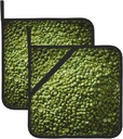 Mung Beans Pattern Square Insulated Pot Holder Set of 2 8x8 in Thick and Durable, Anti-scalding and Heat-Insulating