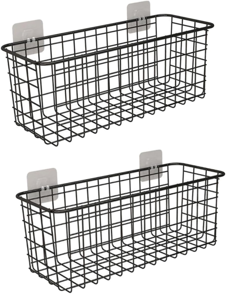 VOSAREA 2pcs Hanging Baskets for Kitchen Wall Mount Baskets Storage for Home Decor